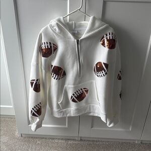 Hooded sequin football sweatshirt, size medium, Fashion by Mirabeau, like new